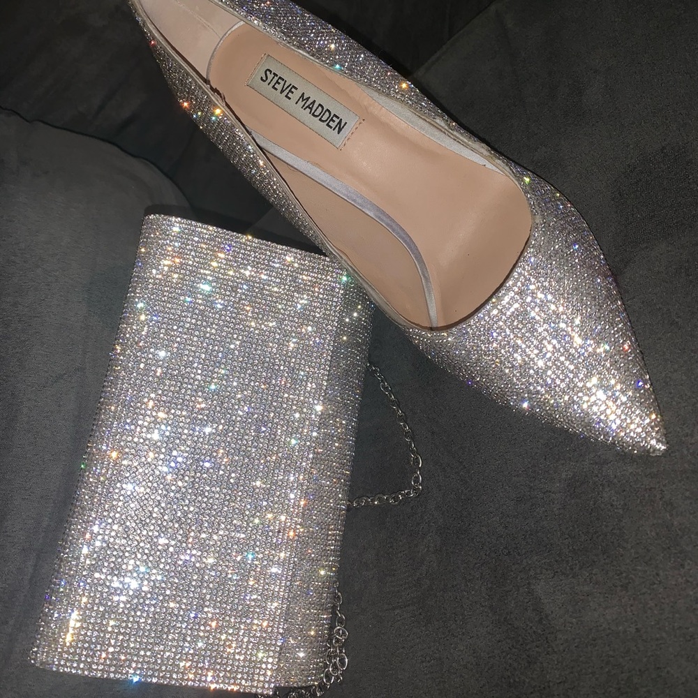 Steve Madden rhinestone pump matching Aldo purse - Picture 2 of 6